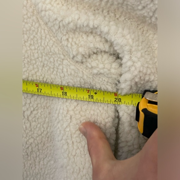 Old Navy Sherpa Coat Jacket Off White Saddle Brown Faux Suede Interior - Picture 9 of 9